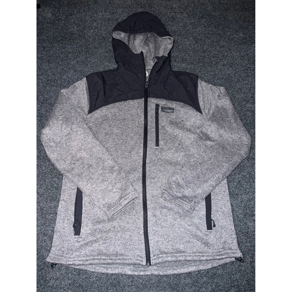 Avalanche Mens Large Gray Black Full Zip Hooded Sweater Jacket RN 83520